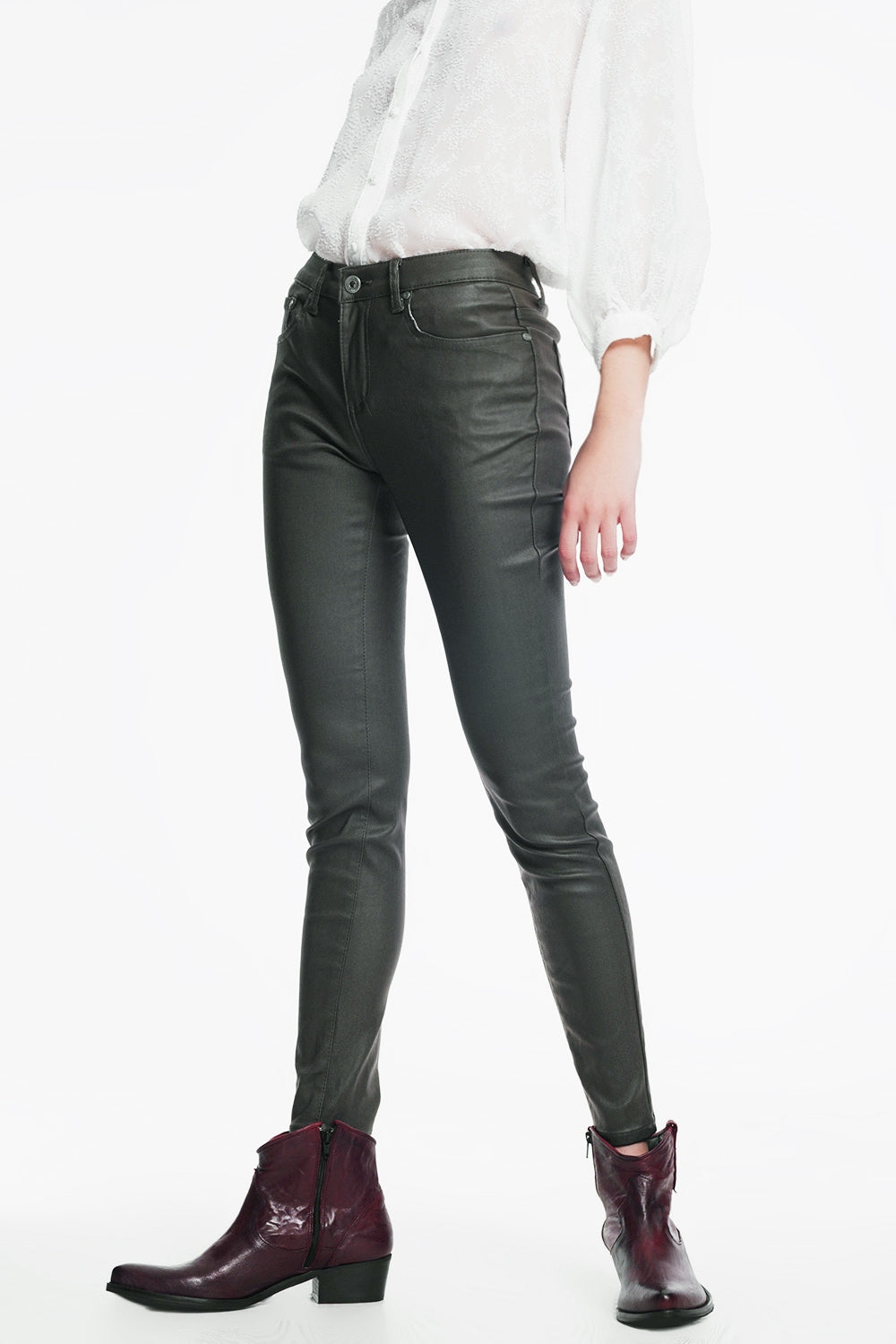 Pantalon enduit kaki