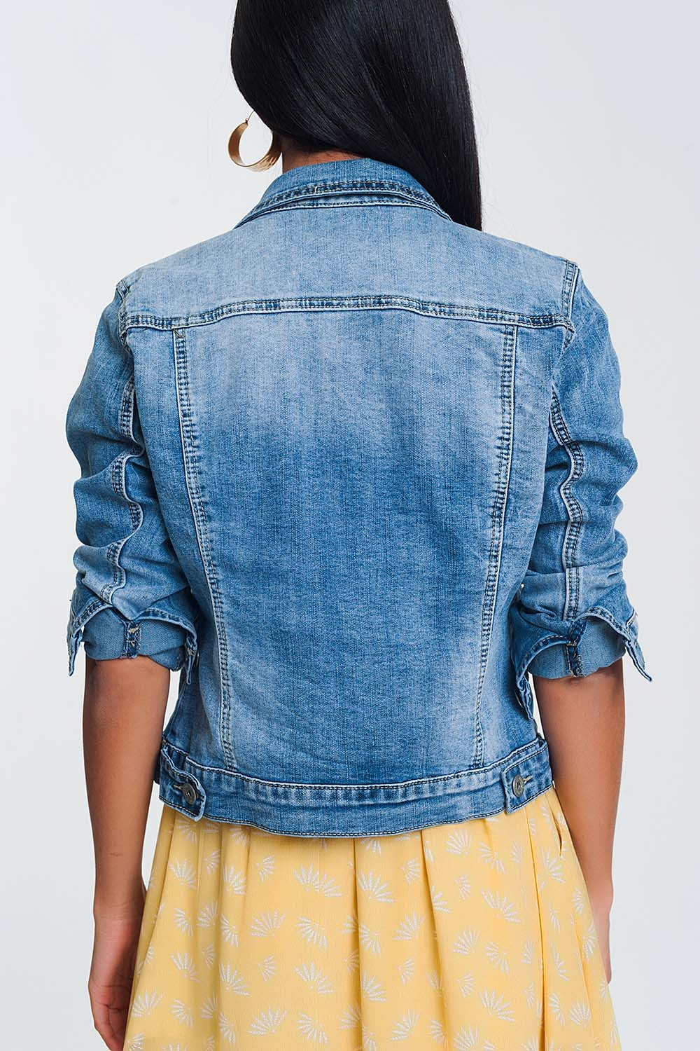 Veste en jean coupe courte- Délavé Bleu clair