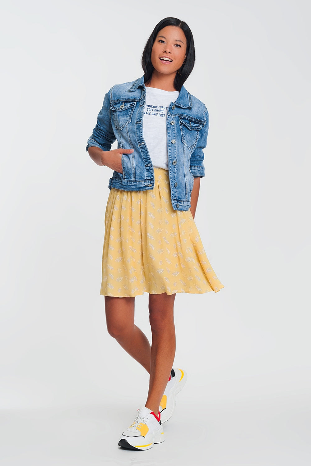 Veste en jean coupe courte- Délavé Bleu clair