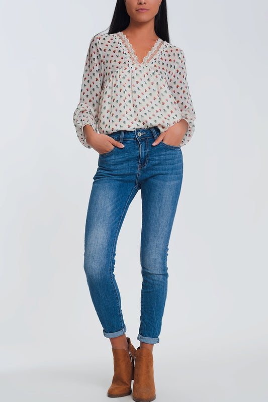 Jean skinny à taille mi-haute - Bleu clair