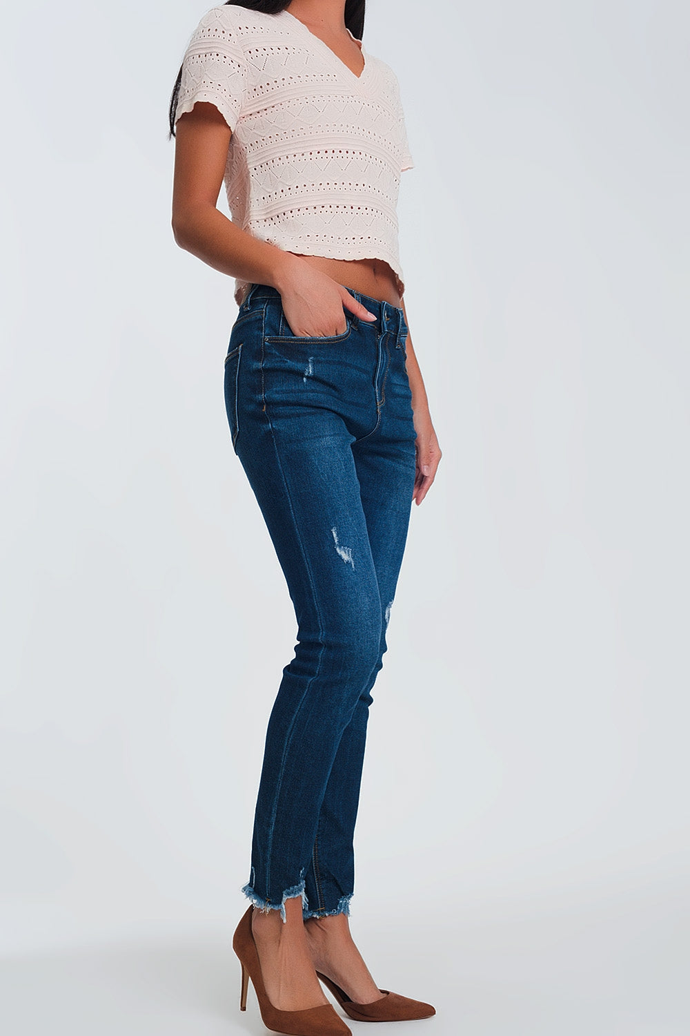 Jean skinny taille classique – Bleu Clair