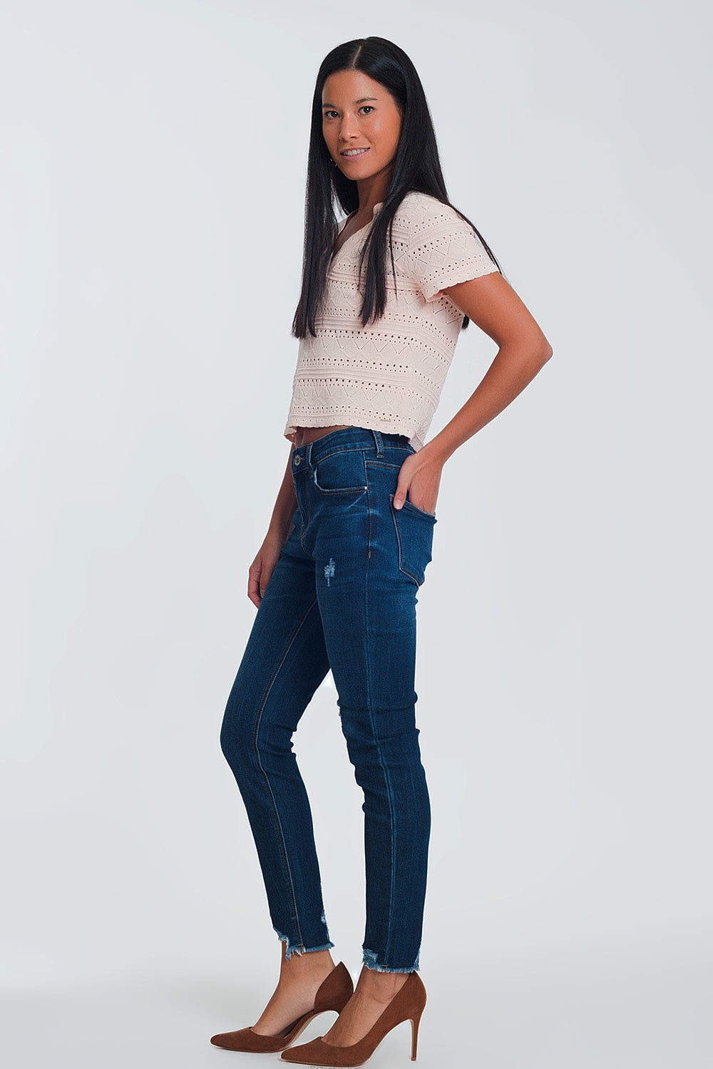 Jean skinny taille classique – Bleu Clair