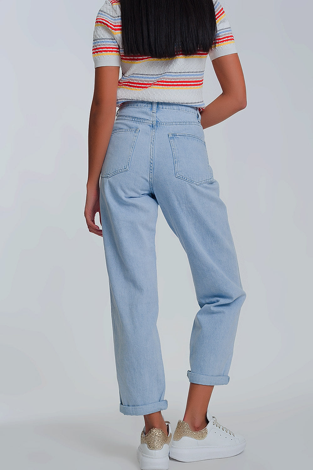 Jean mom taille haute - Bleu Clair