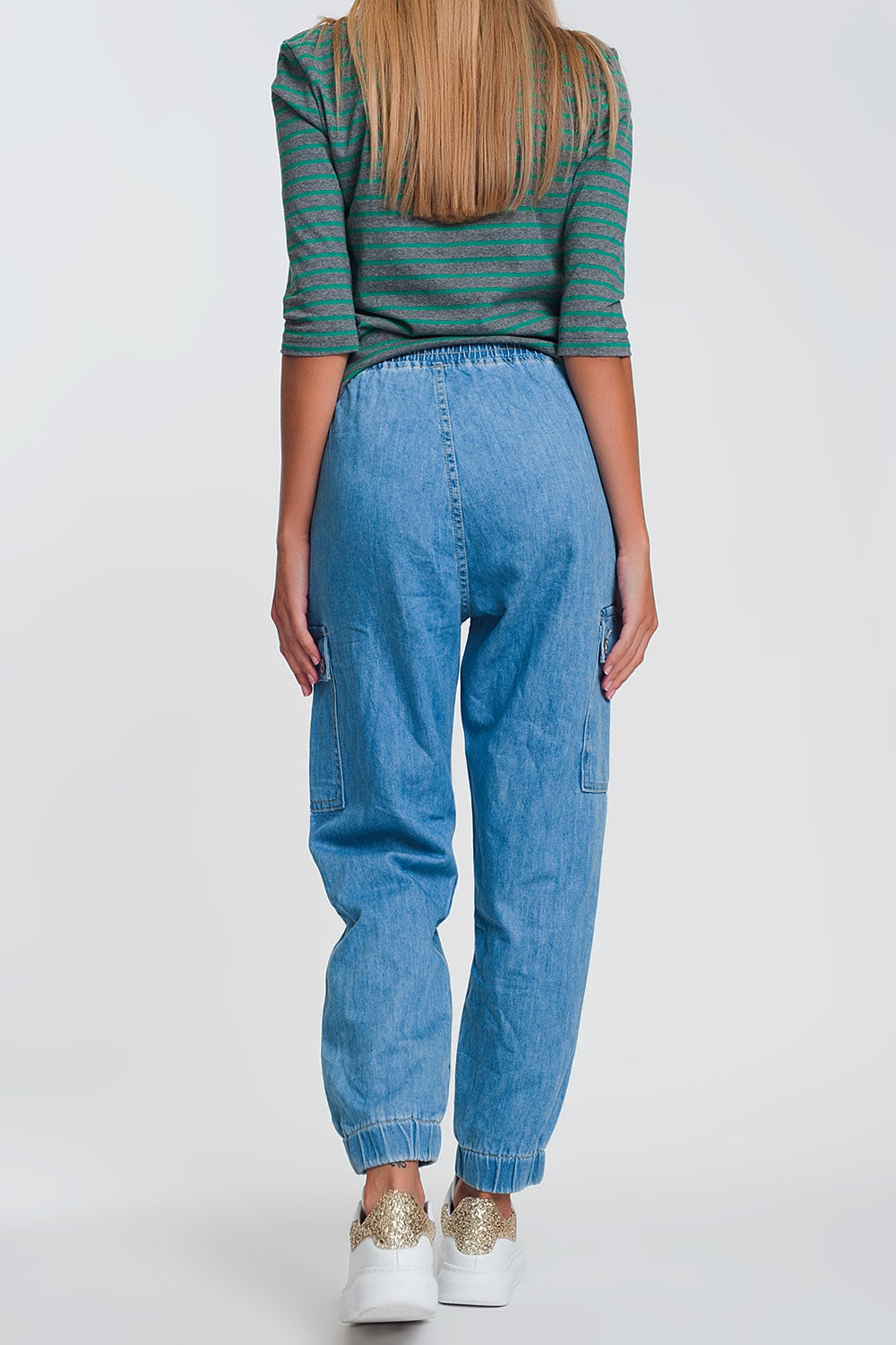 Jogger en jean avec poches Bleu Clair