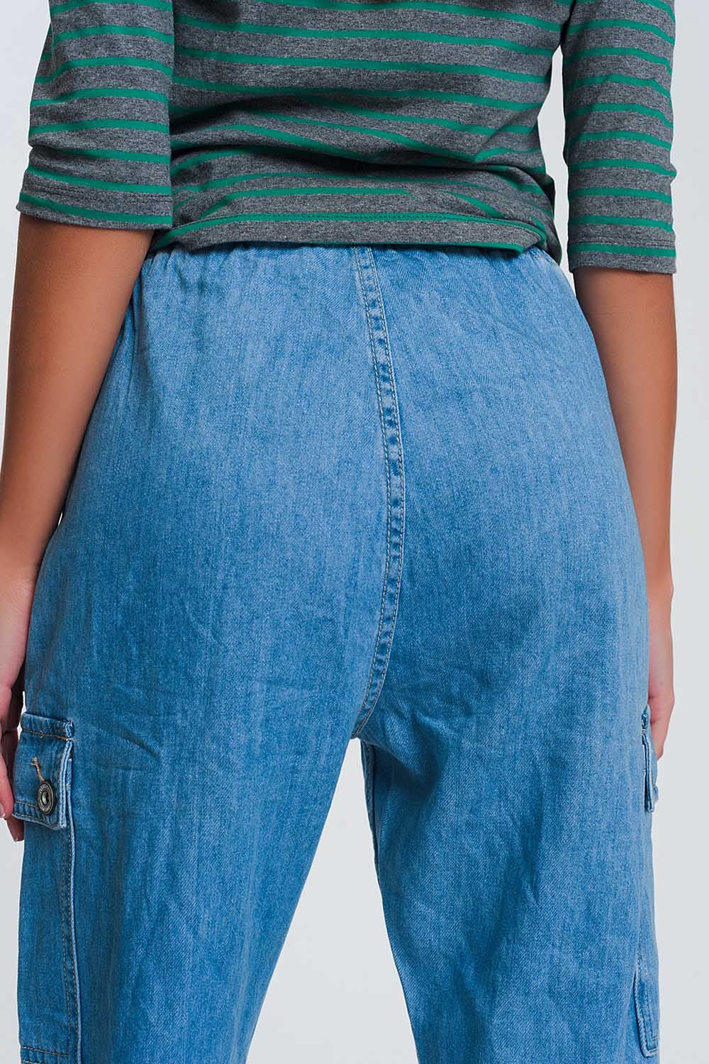 Jogger en jean avec poches Bleu Clair