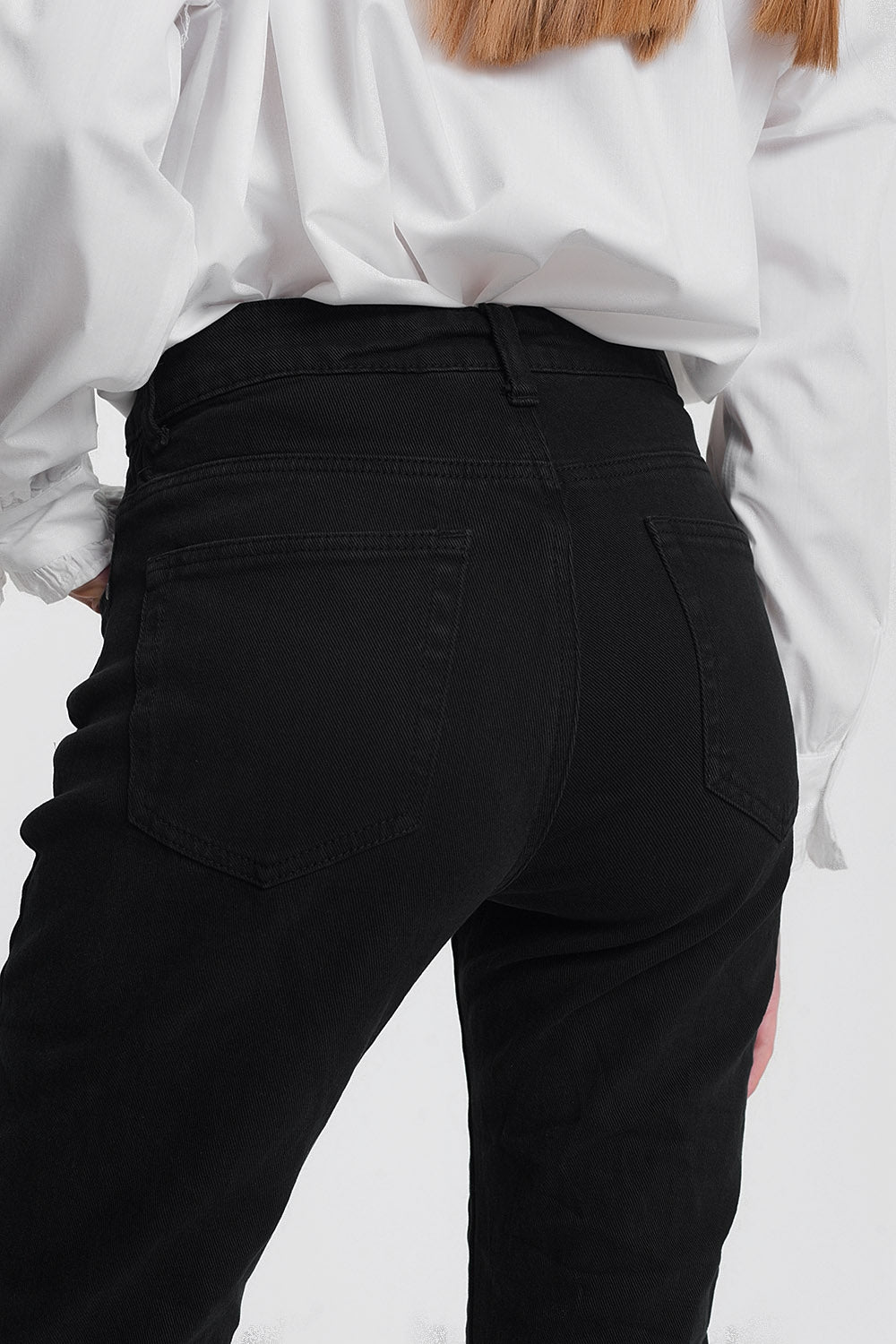 Jean droit taille haute en Noir