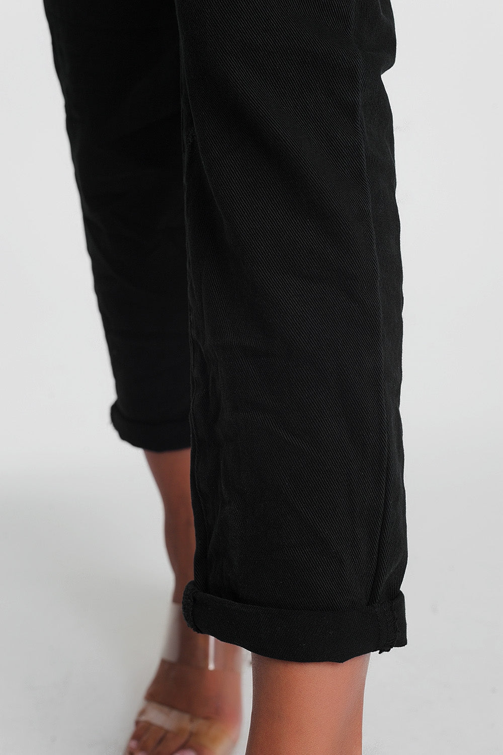 Jean droit taille haute en Noir