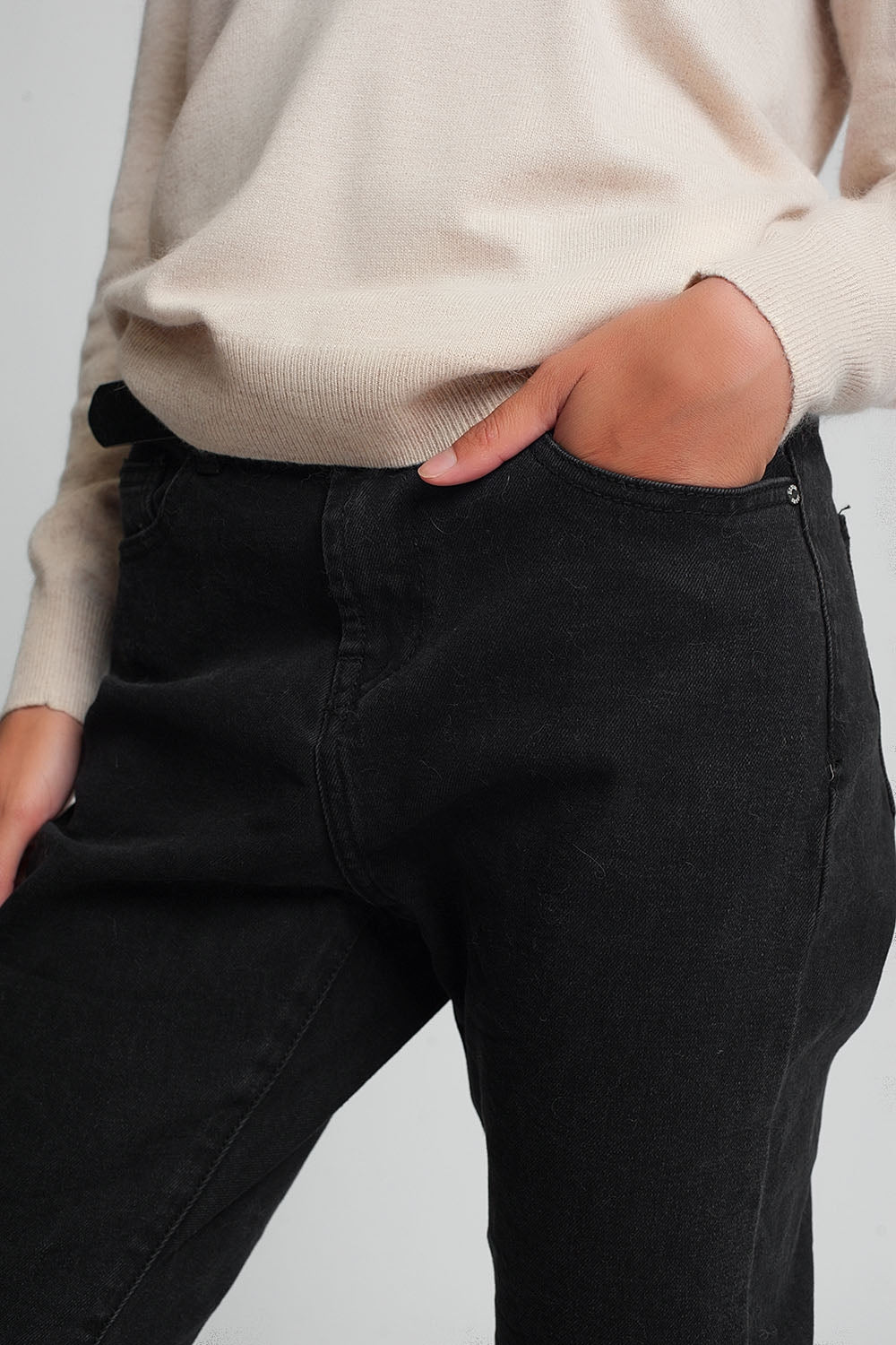 Jean mom taille haute Noir