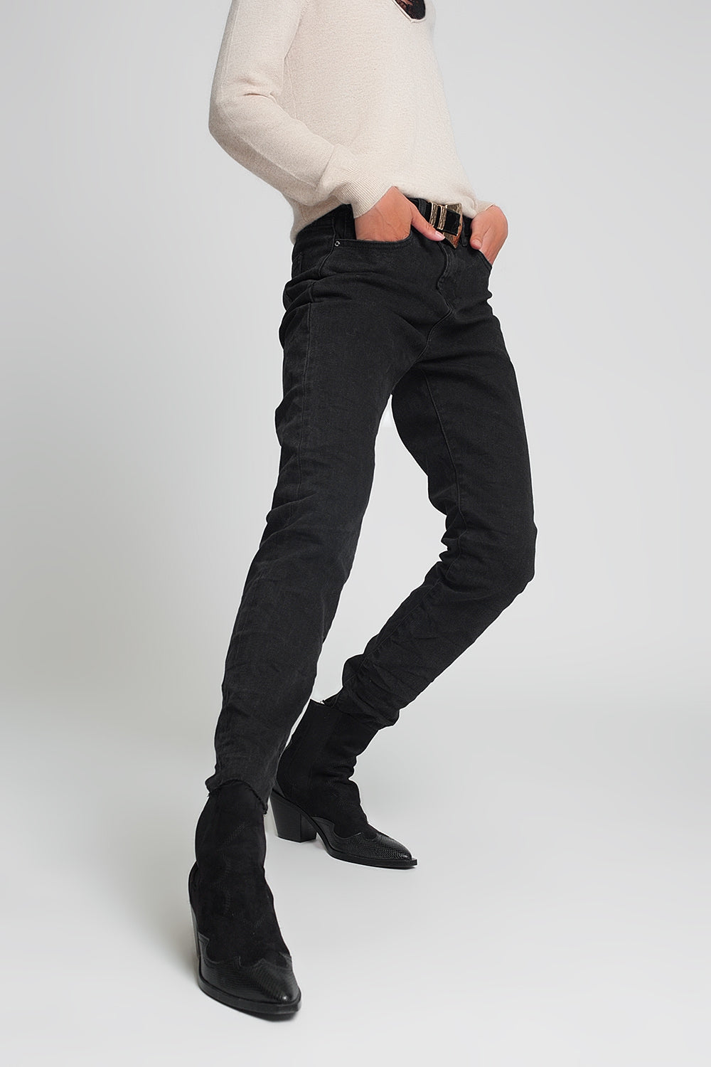 Jean mom taille haute Noir