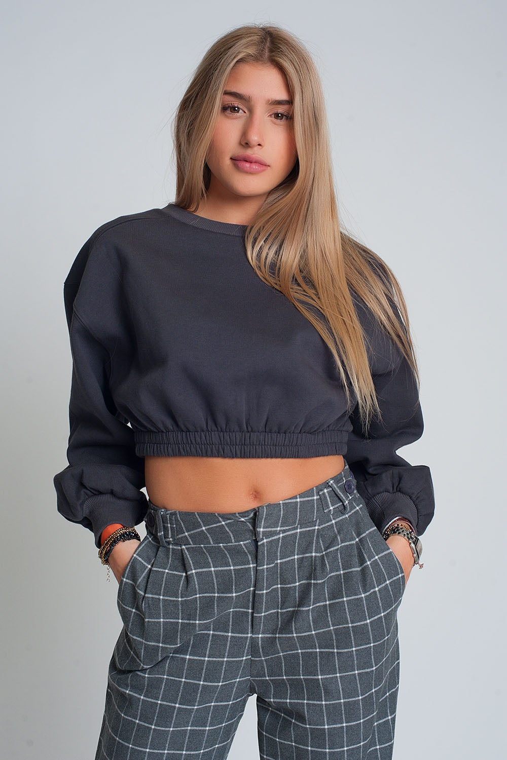 Sweatshirt sport court gris foncé