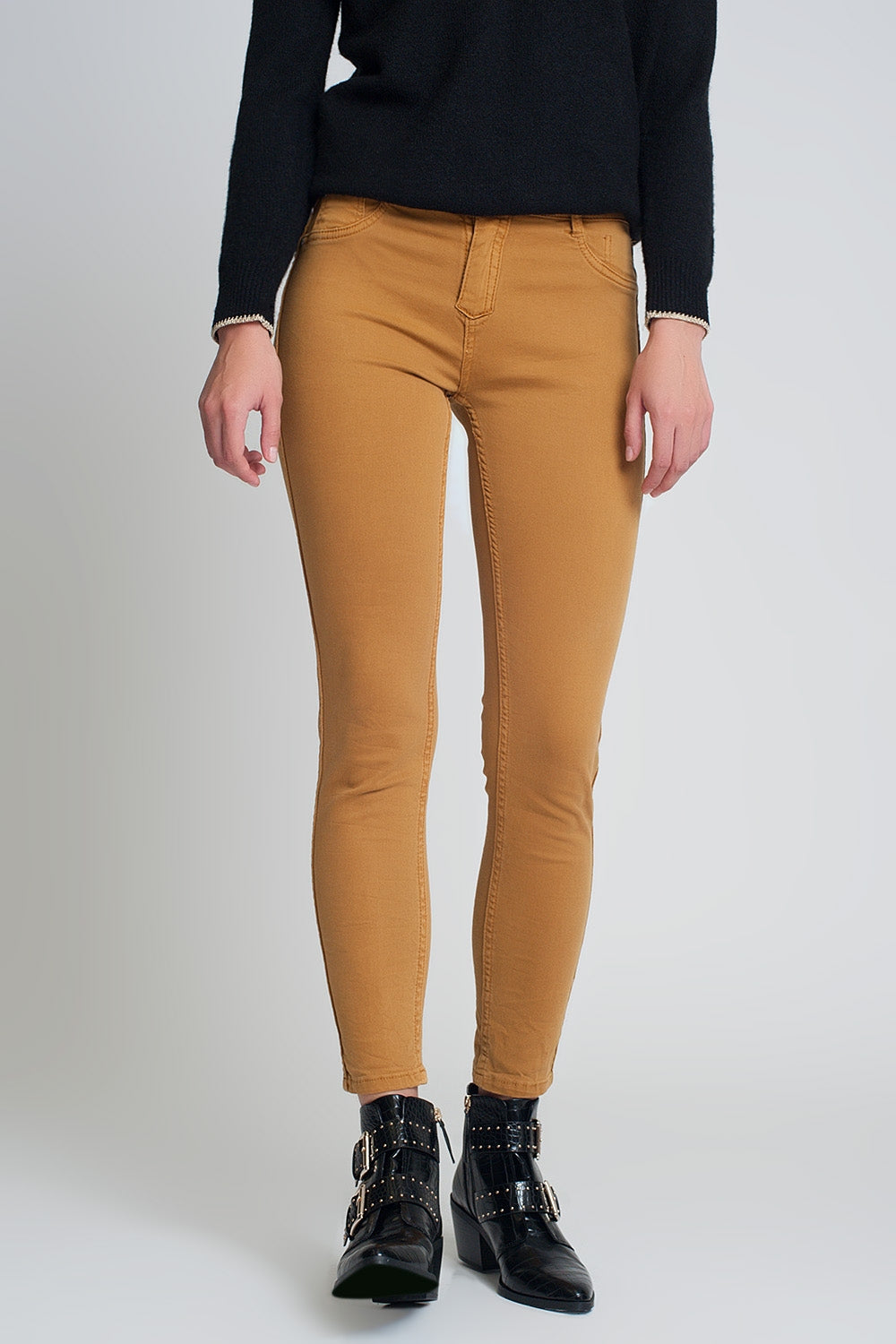Pantalon réversible super skinny Mustard avec imprimé serpent