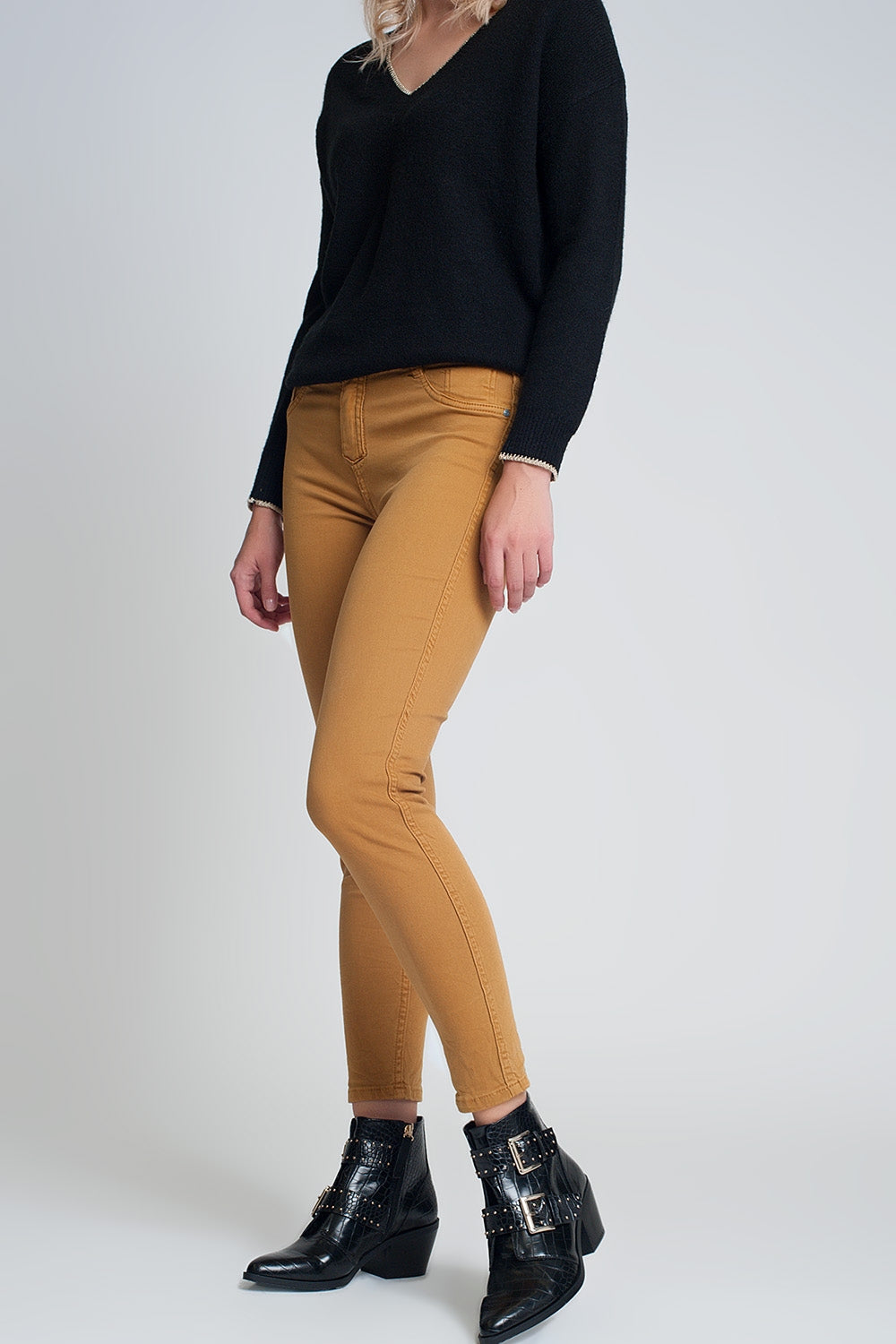 Pantalon réversible super skinny Mustard avec imprimé serpent
