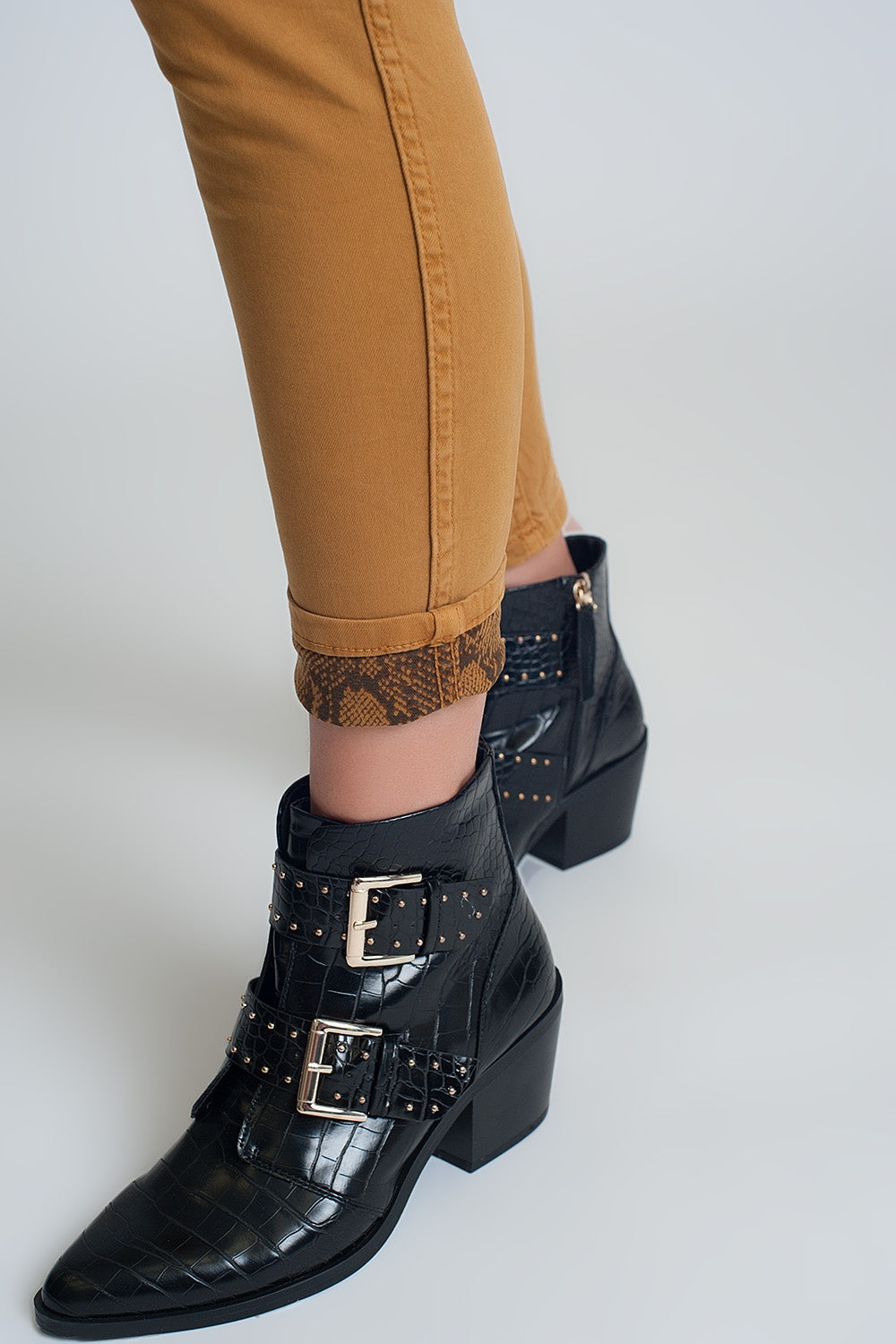 Pantalon réversible super skinny Mustard avec imprimé serpent