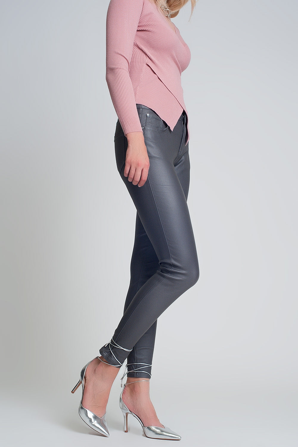 Pantalon enduit gris