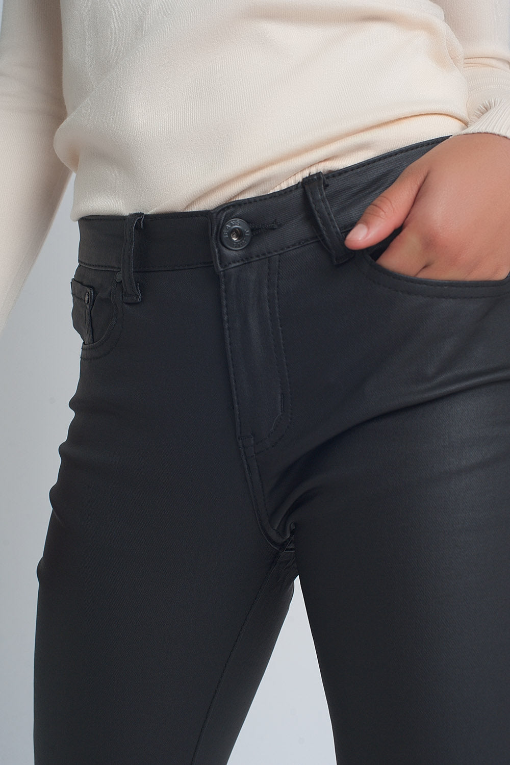 Pantalon ajusté en similicuir Noir
