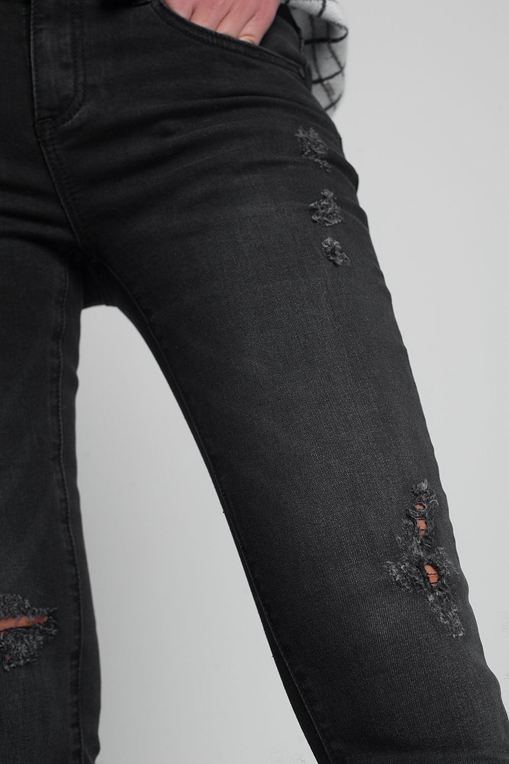 Jean super skinny déchiré Noir délavé