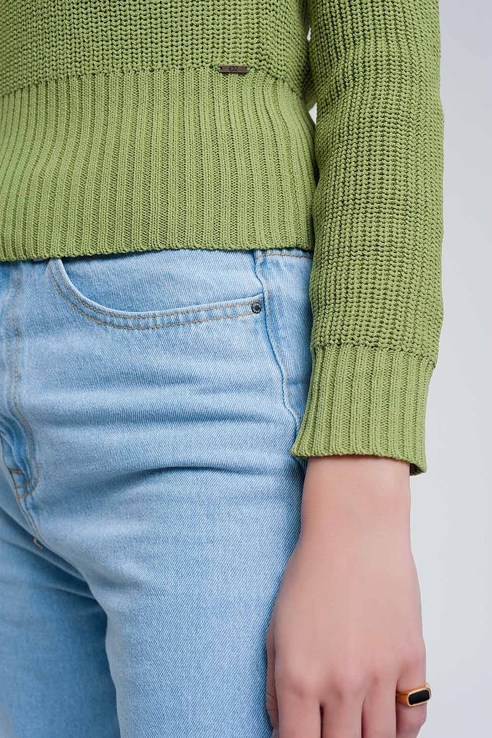 Pull en maille crochetée Vert