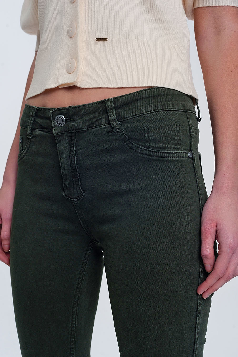 Pantalon réversible super skinny kaki avec imprimé serpent