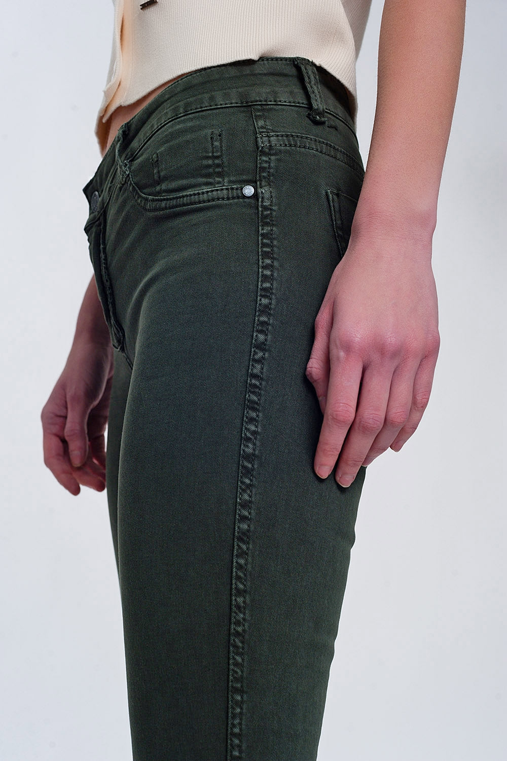 Pantalon réversible super skinny kaki avec imprimé serpent