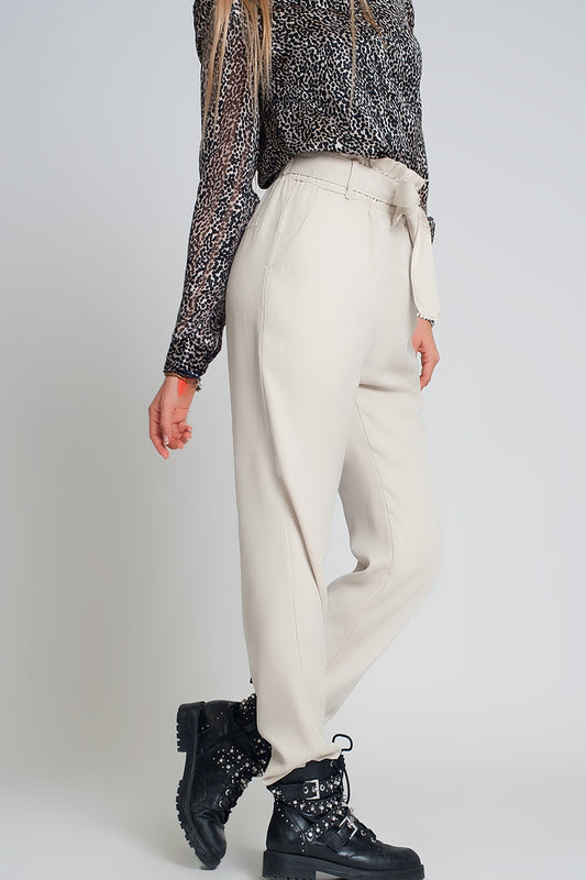 Pantalon Léger noué à la taille beige