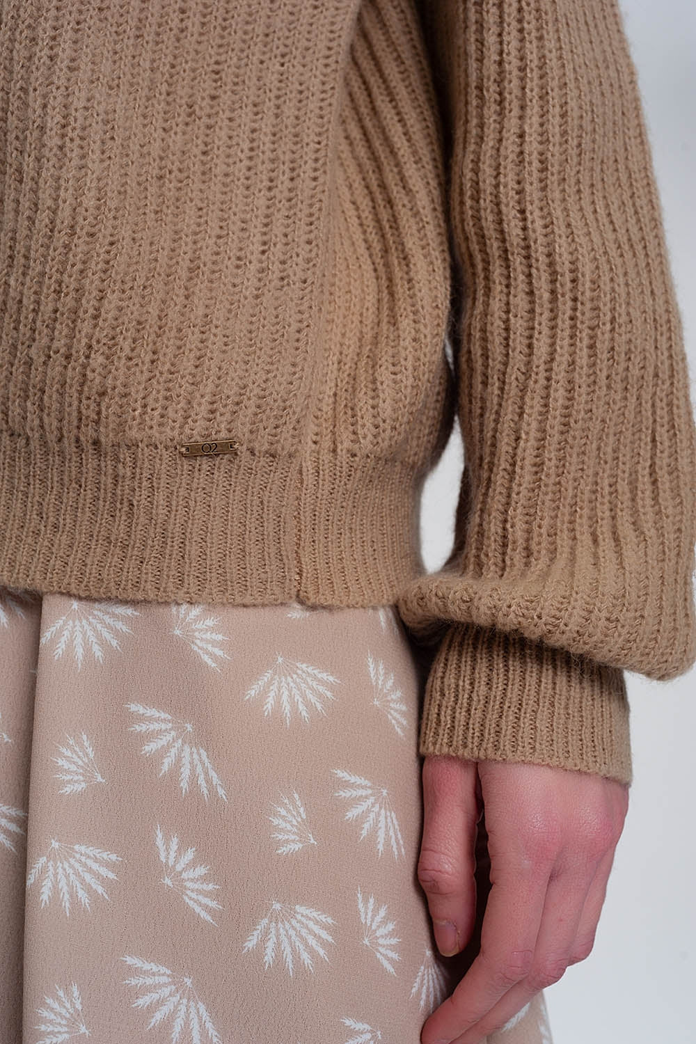 Pull côtelé beige clair