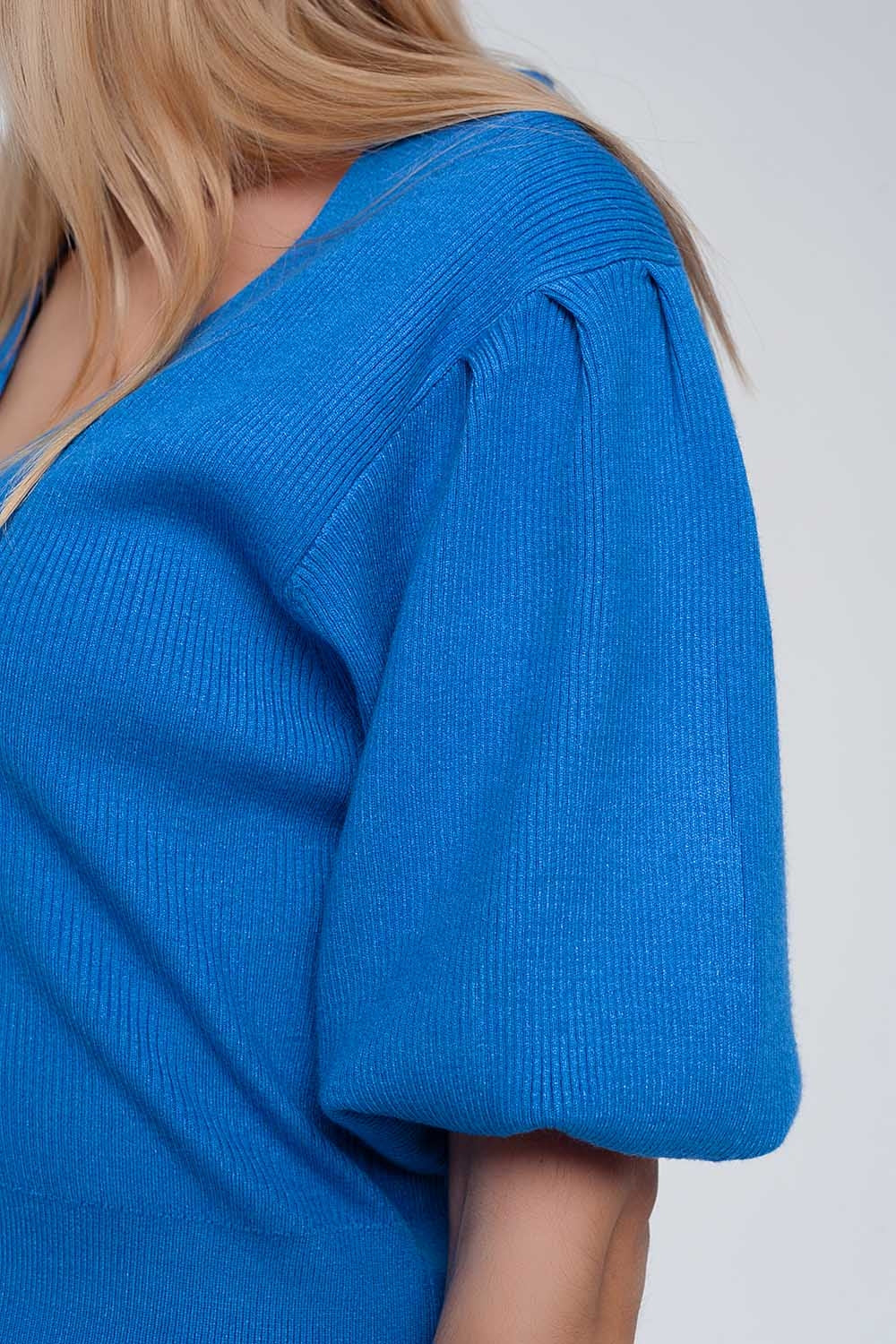 Cardigan à manches bouffantes bleu