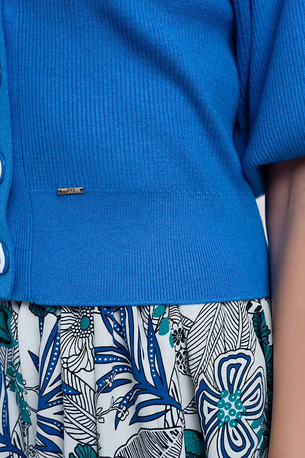 Cardigan à manches bouffantes bleu
