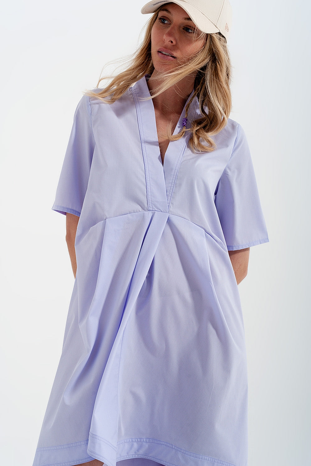Robe babydoll courte à effet étagé  Lilas