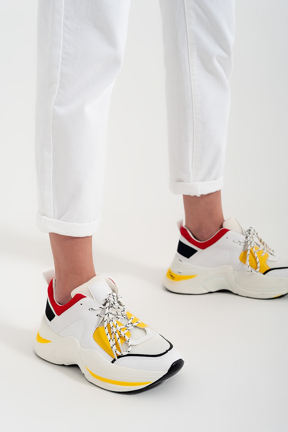 Jean mom à élastique taille haute froncée blanc