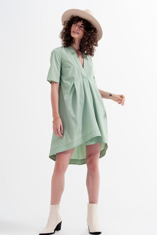 Robe courte taille empire verte