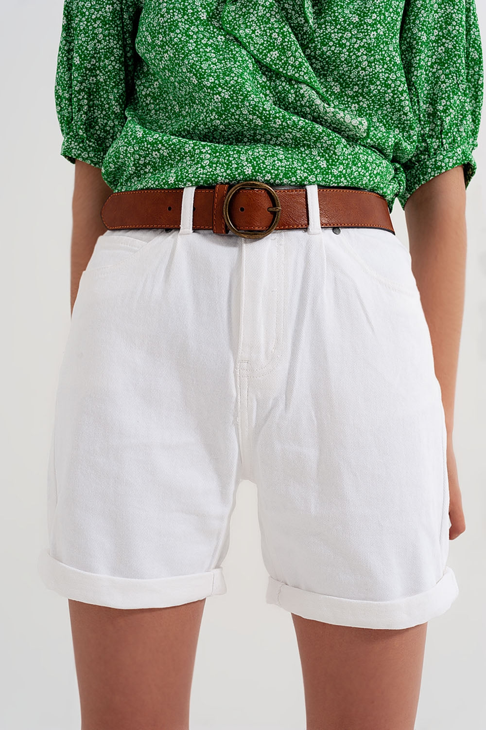 Short mom en jean Blanc