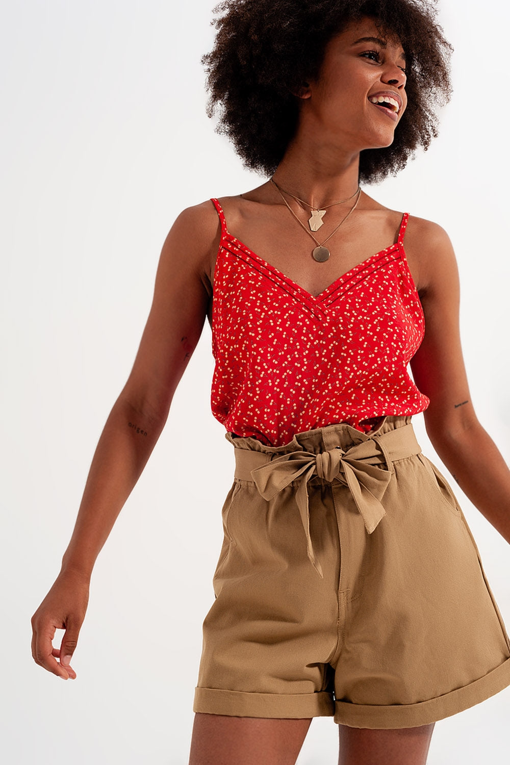 Top à motif cerise rouge