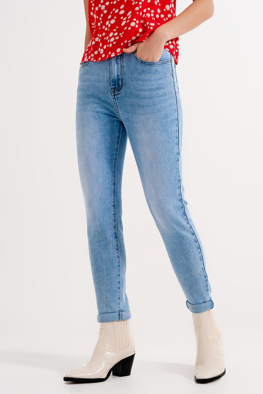 Jean skinny taille haute bleu clair