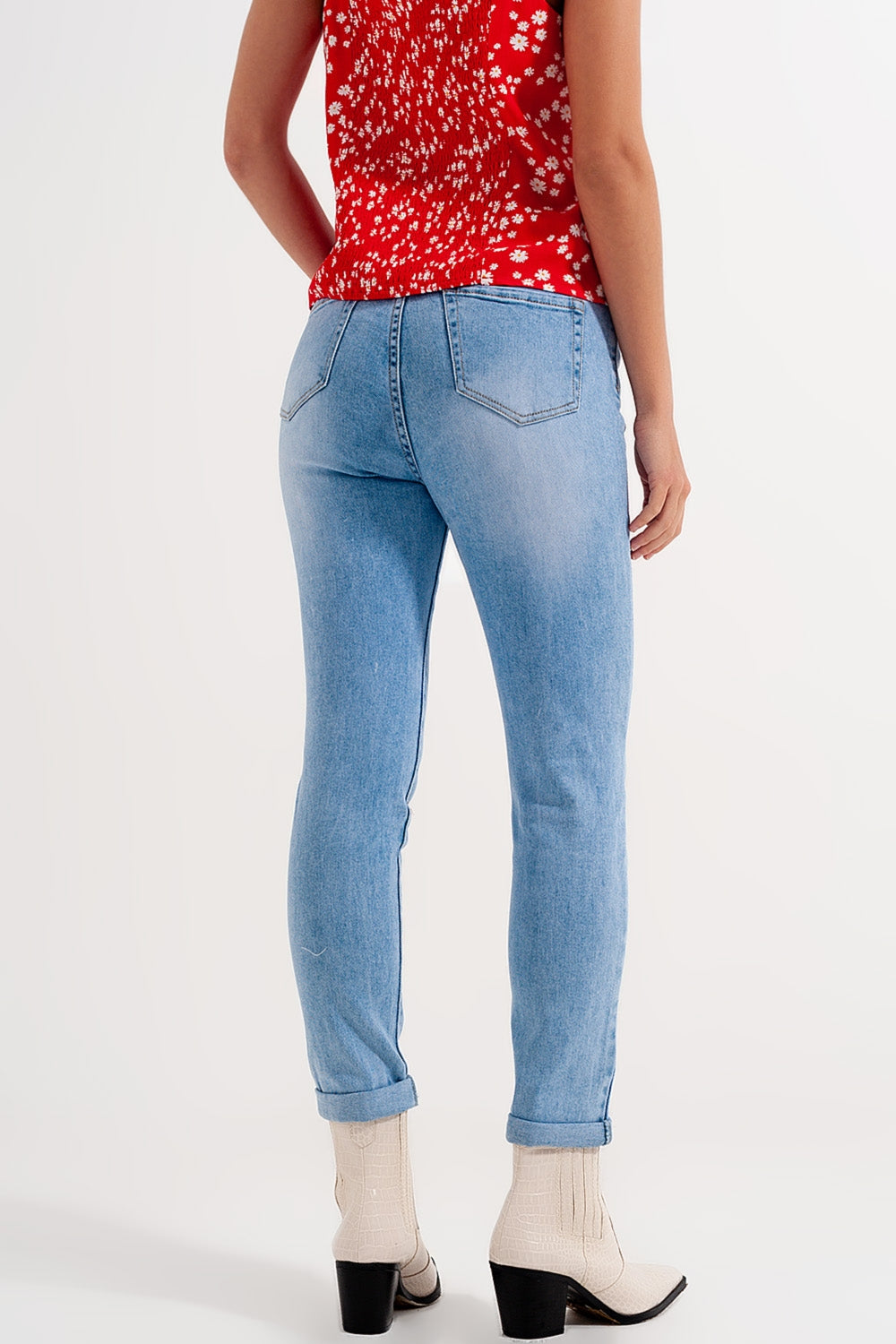 Jean skinny taille haute bleu clair