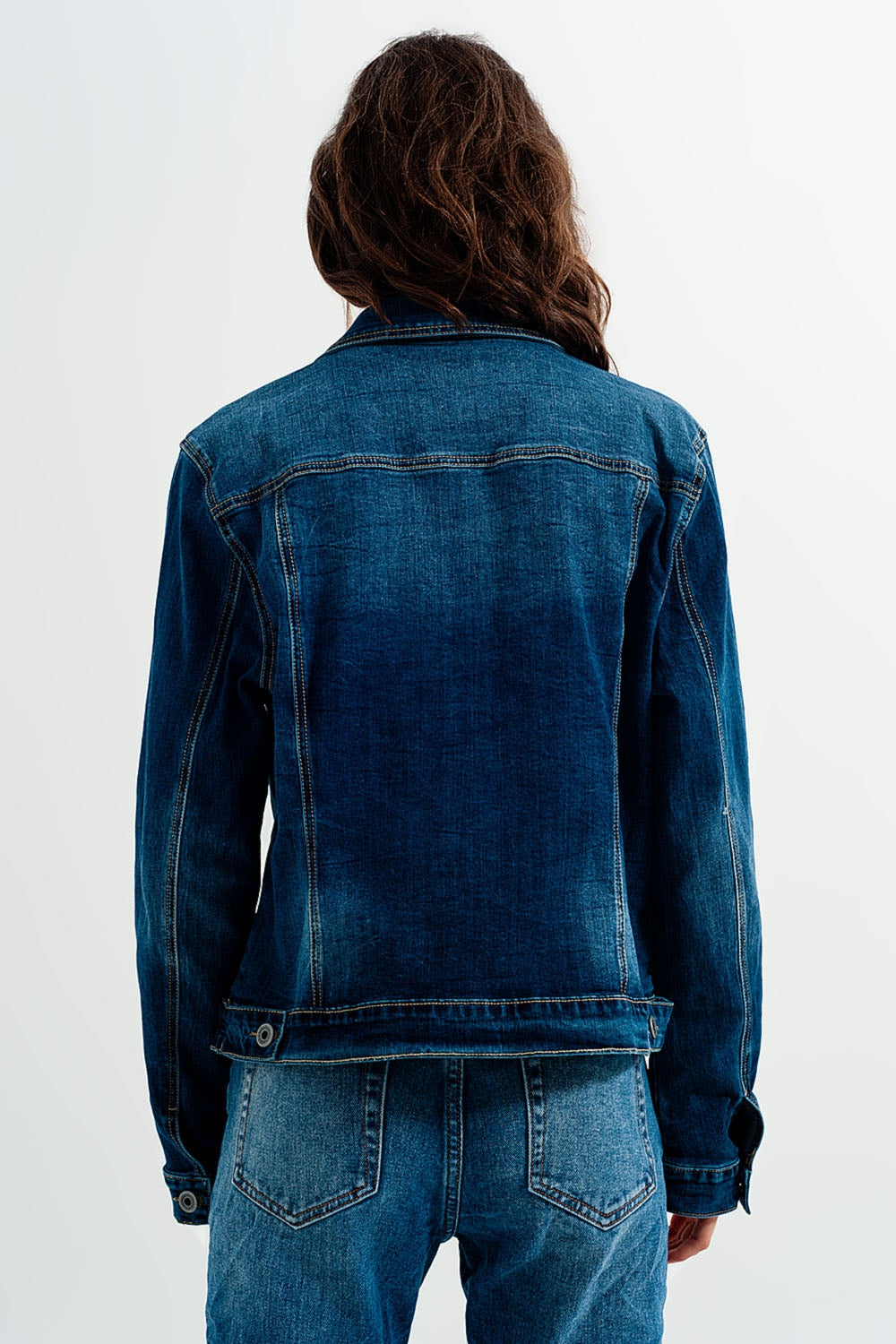 Veste en jean coupe courte - Bleu foncé délavé