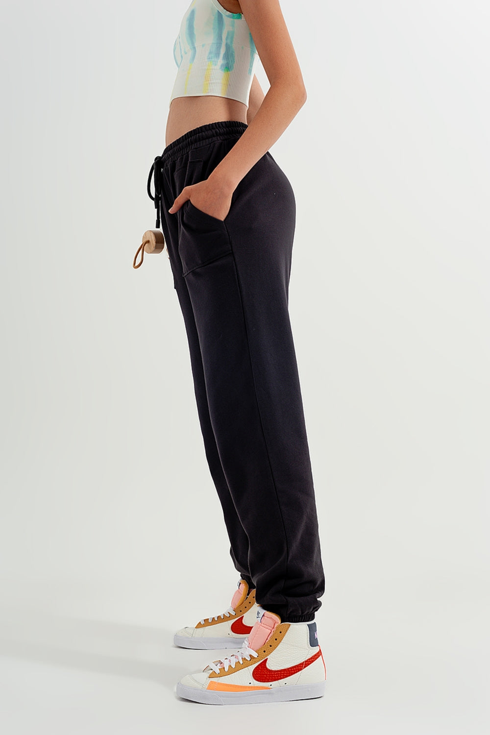 Pantalon de jogging avec bande élastique à la taille gris foncé