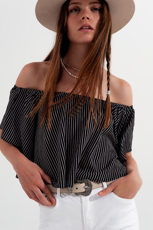 Top style Bardot à rayures