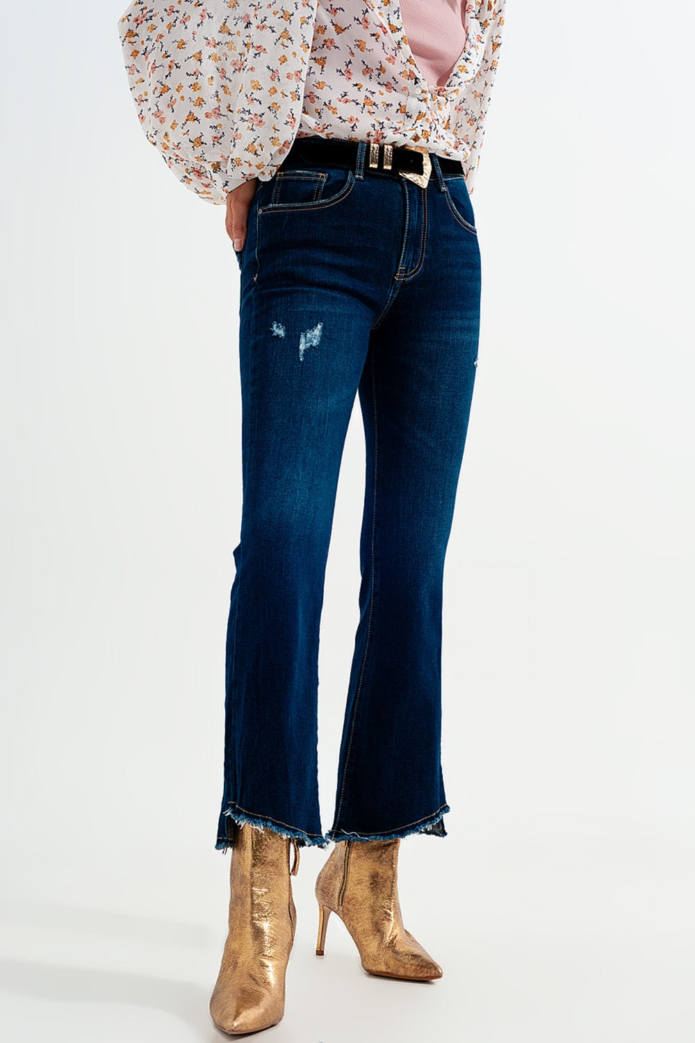 jean évasé en denim foncé