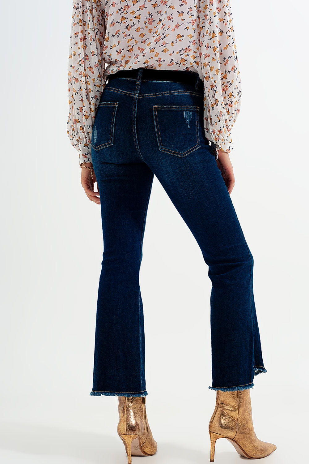 jean évasé en denim foncé