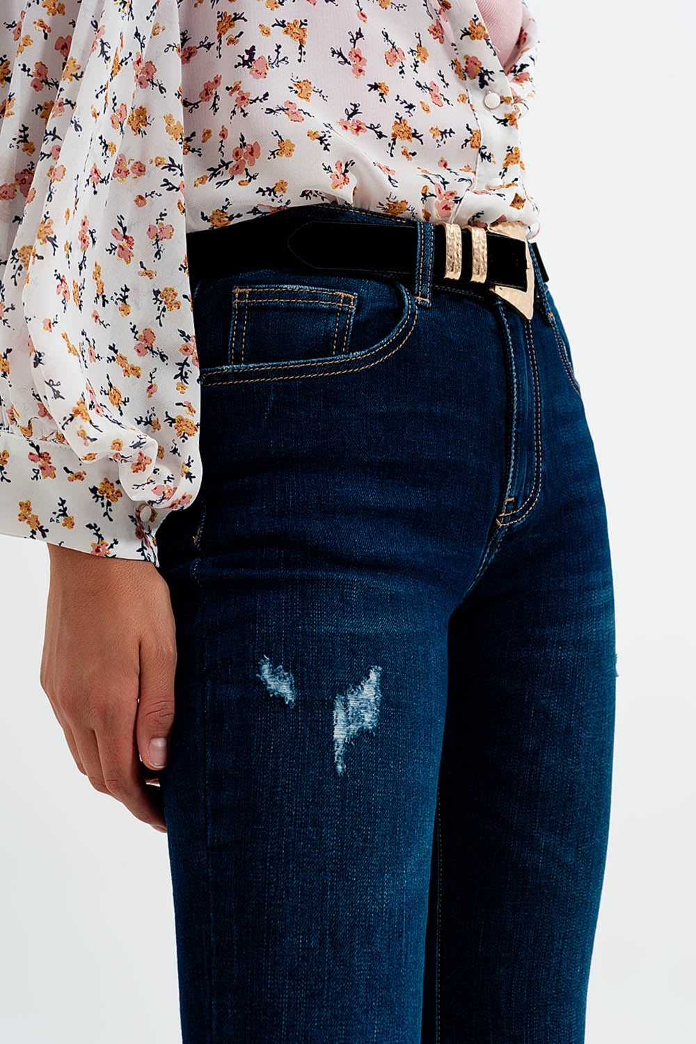 jean évasé en denim foncé