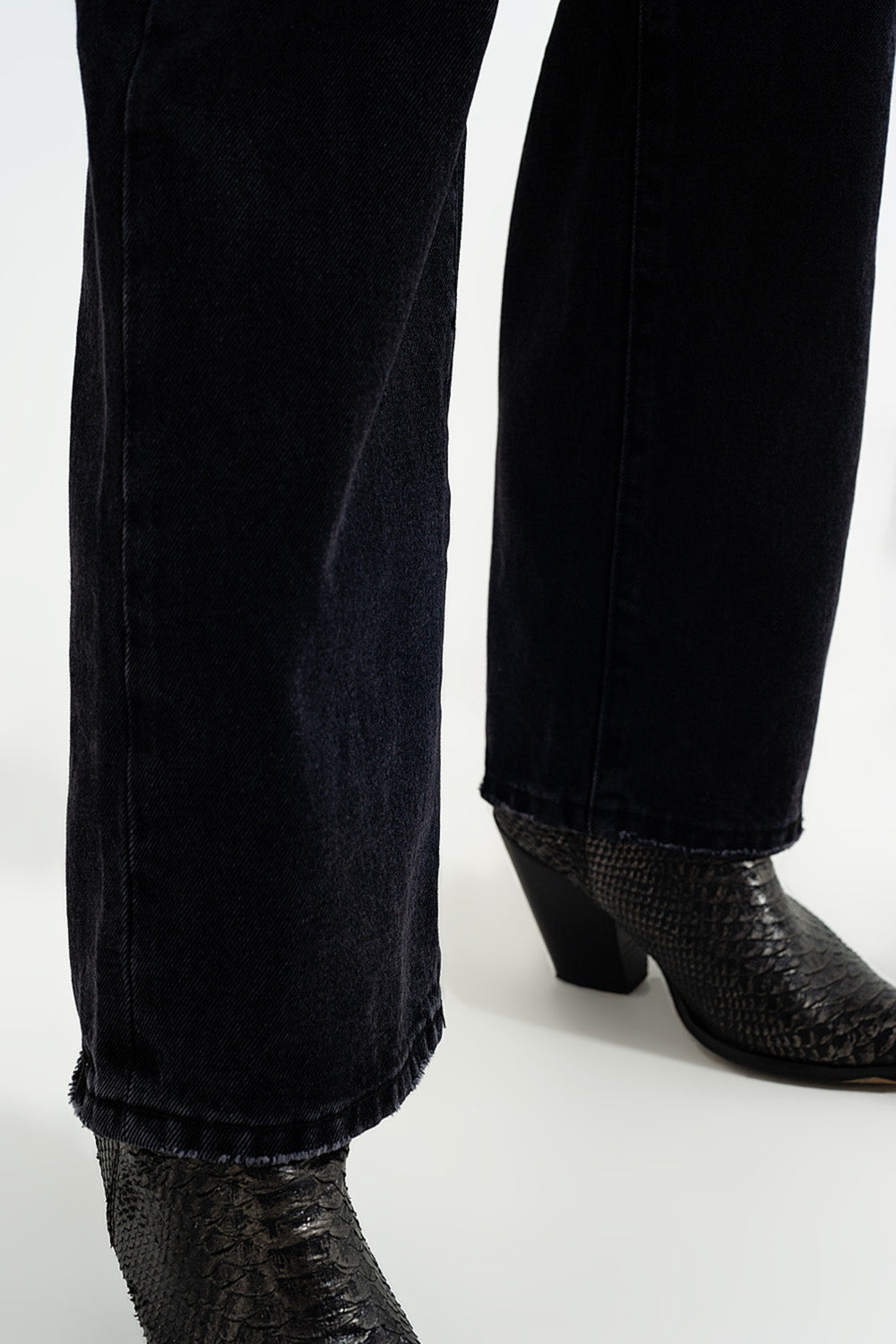 Jean droit taille ultra haute Noir