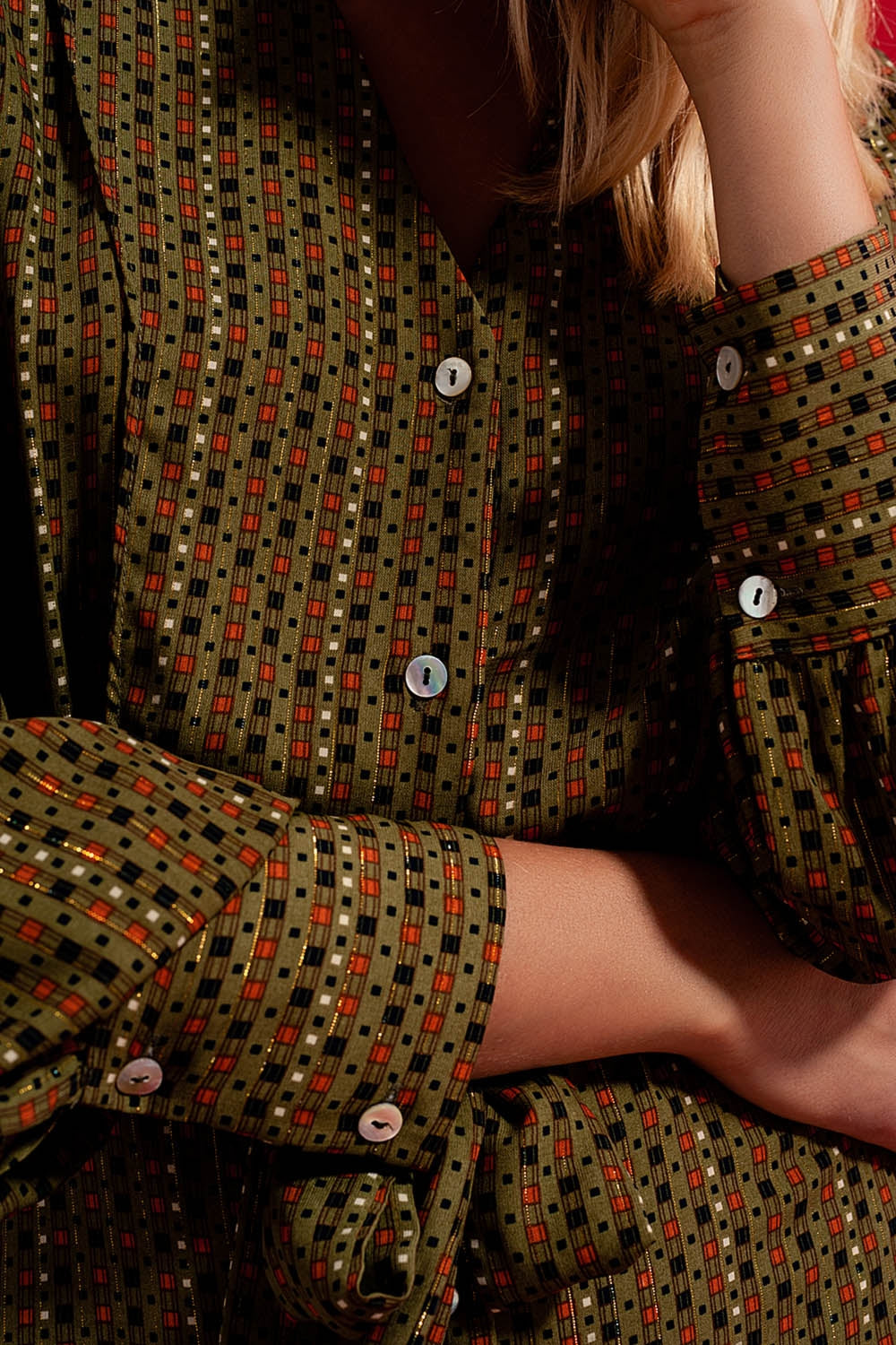 Robe chemise longueur mollet à carreaux