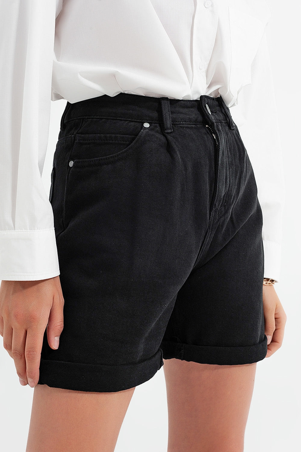 Short mom en jean noir