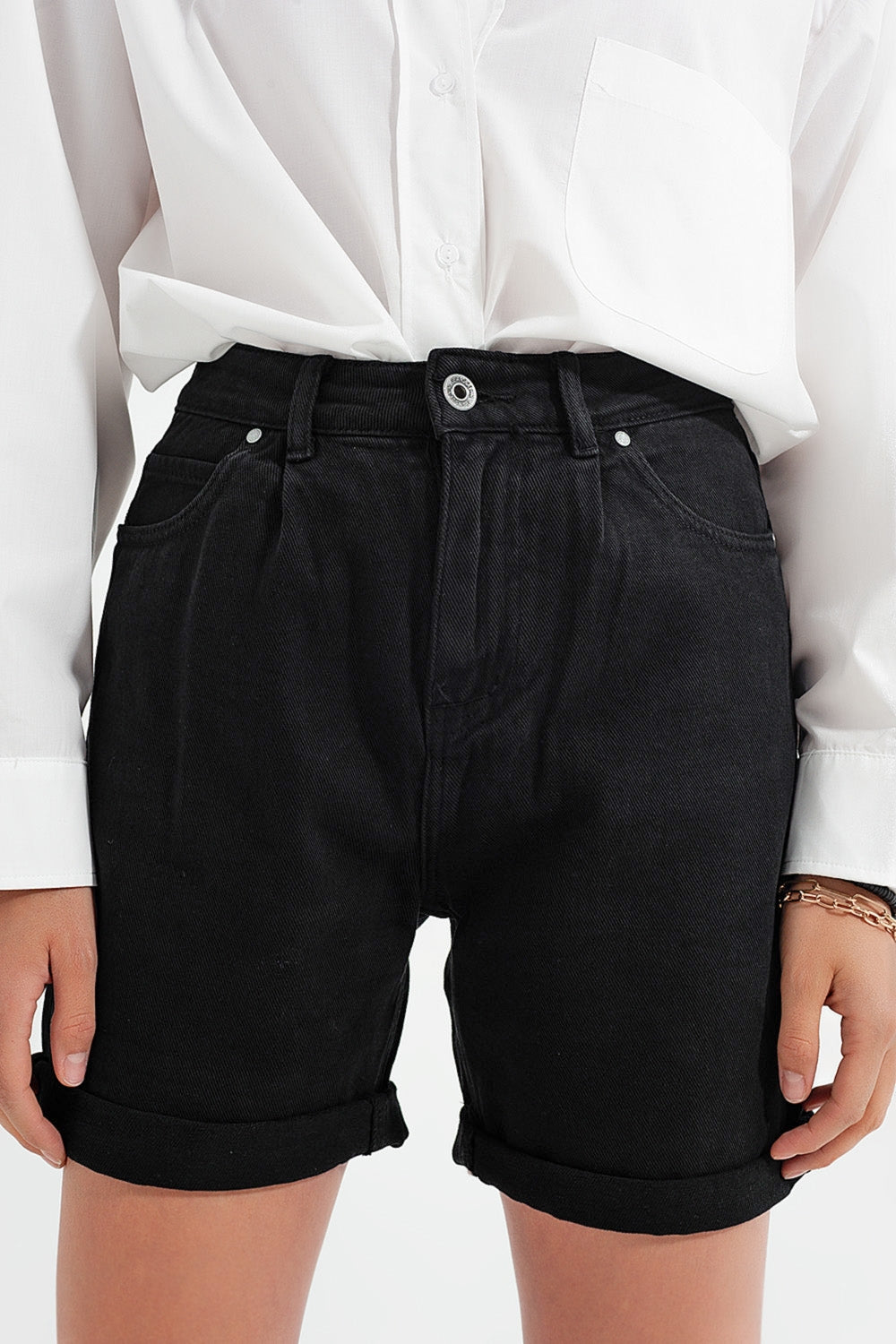 Short mom en jean noir