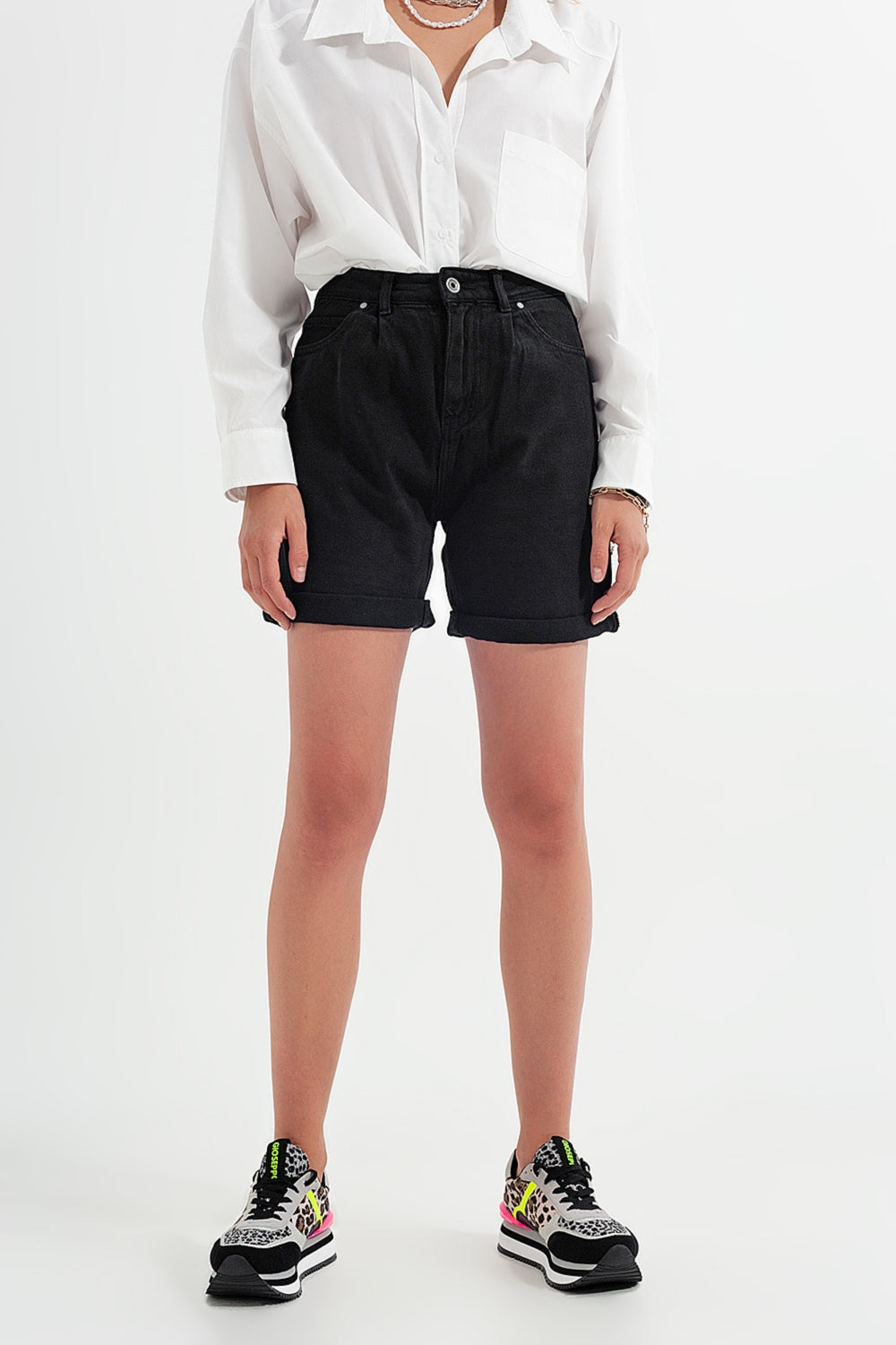 Short mom en jean noir