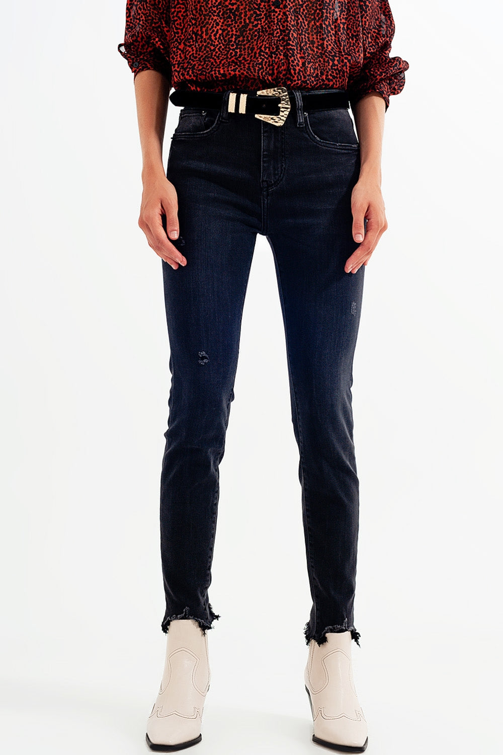 Jean skinny en Noir délavé