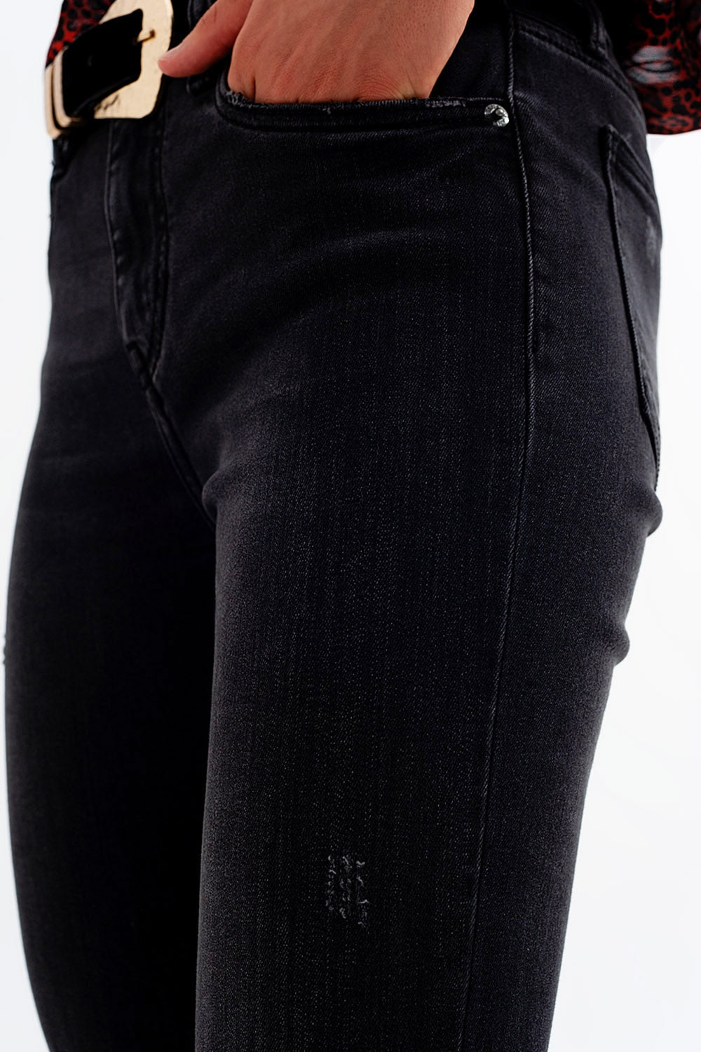 Jean skinny en Noir délavé