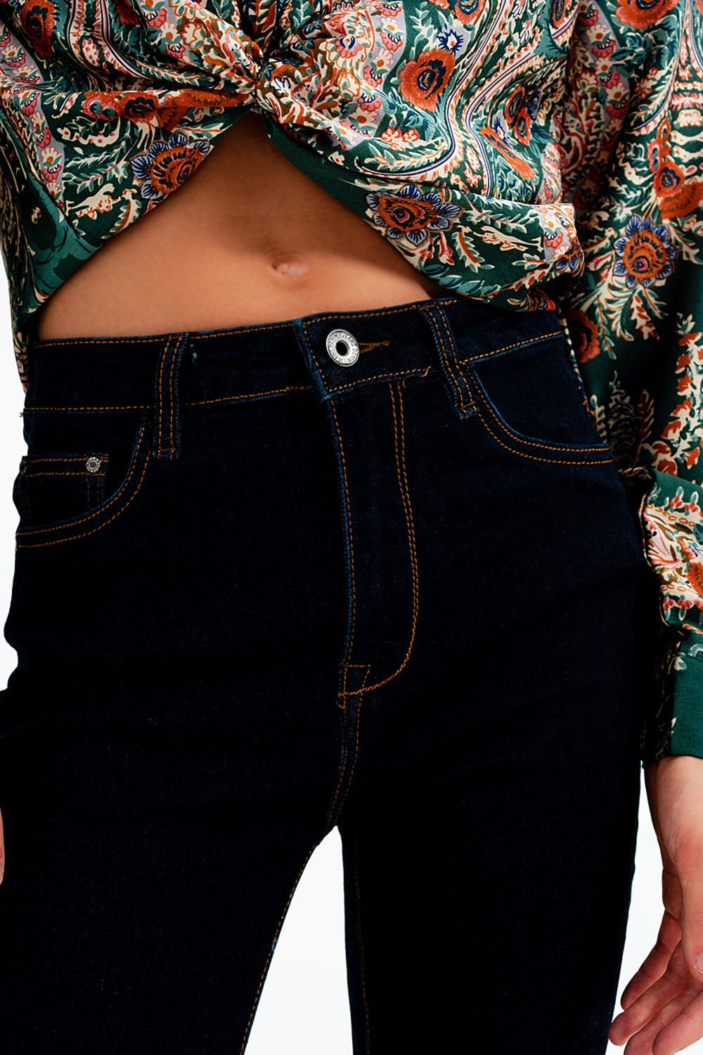 Jean super skinny Bleu foncé délavé