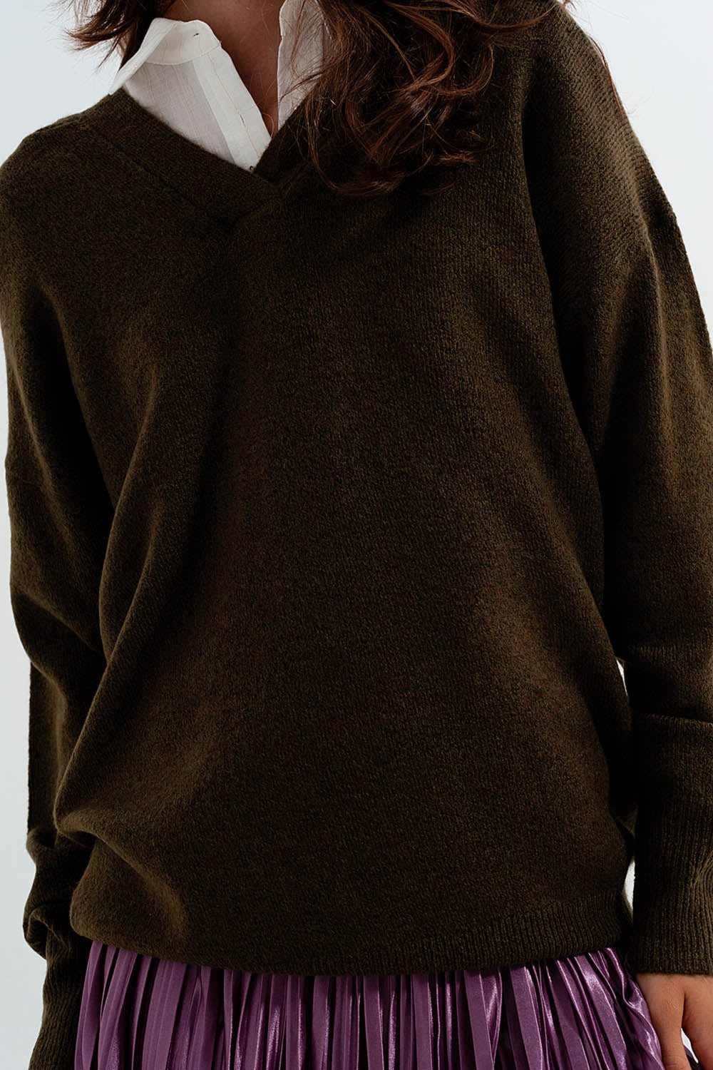 Pull col en V Vert