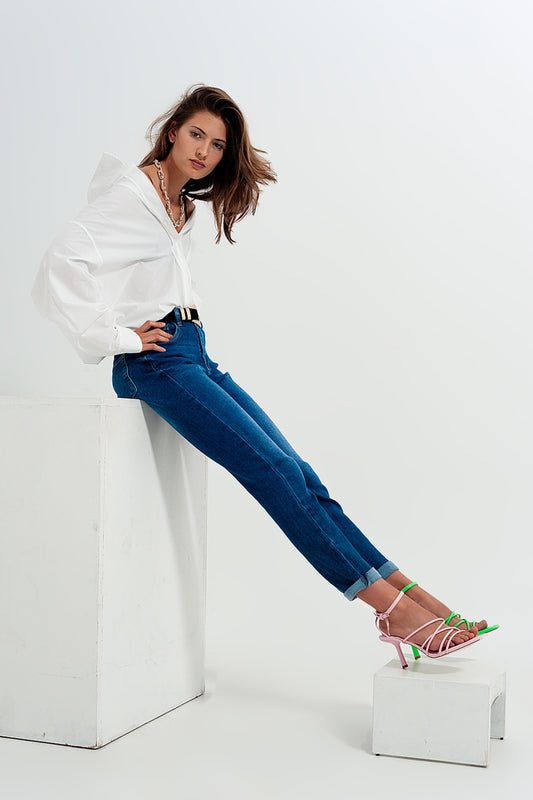 Jean skinny en coton mélangé Bleu